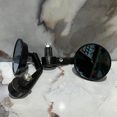 ESPEJO TIPO CAFE RACER NEGRO REDONDO