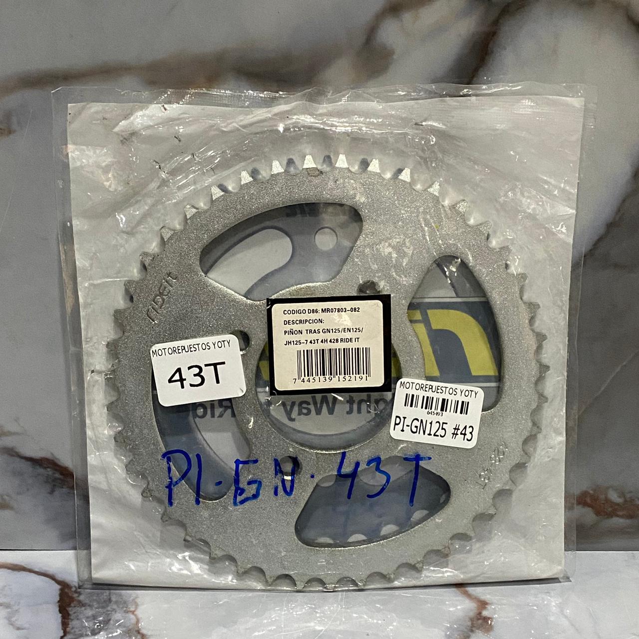 PIÑON TRASERO 43T 4H GN/EN/HJ125