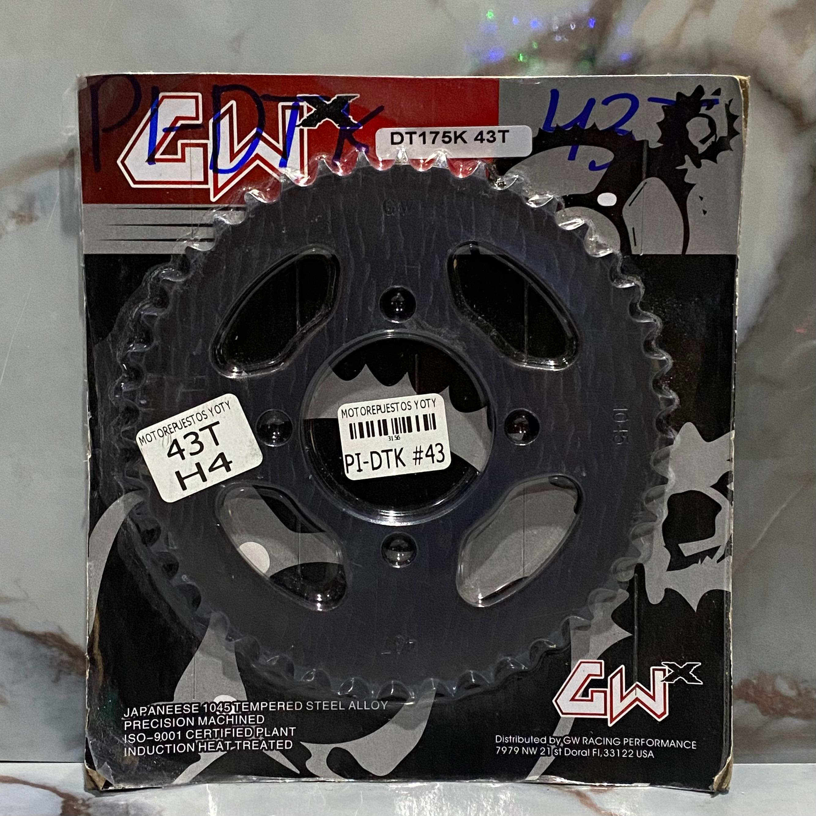 PIÑON TRASERO DT175 43T 4 HUECOS