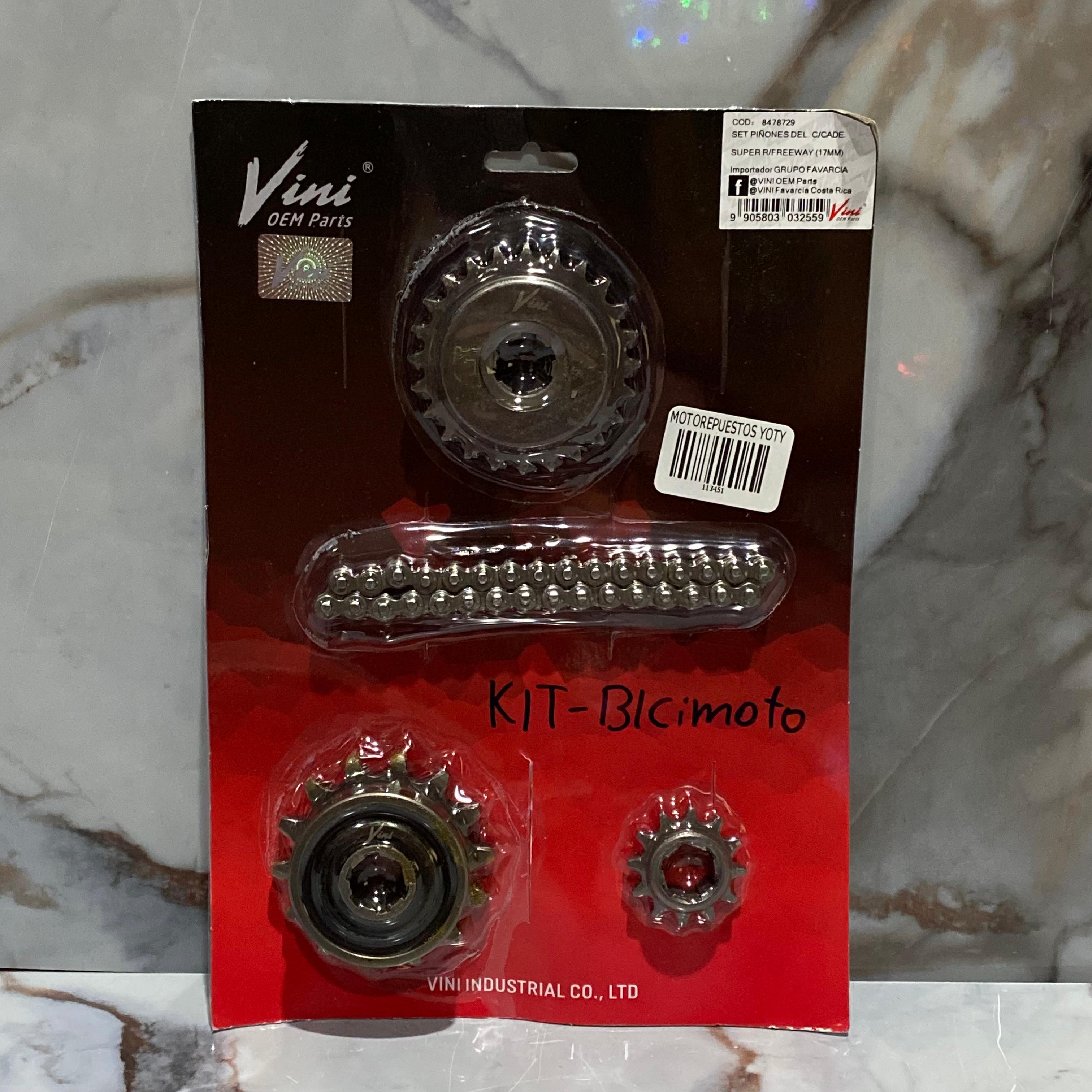KIT PIÑONES CADENA TRANSMICION BICIMOTO