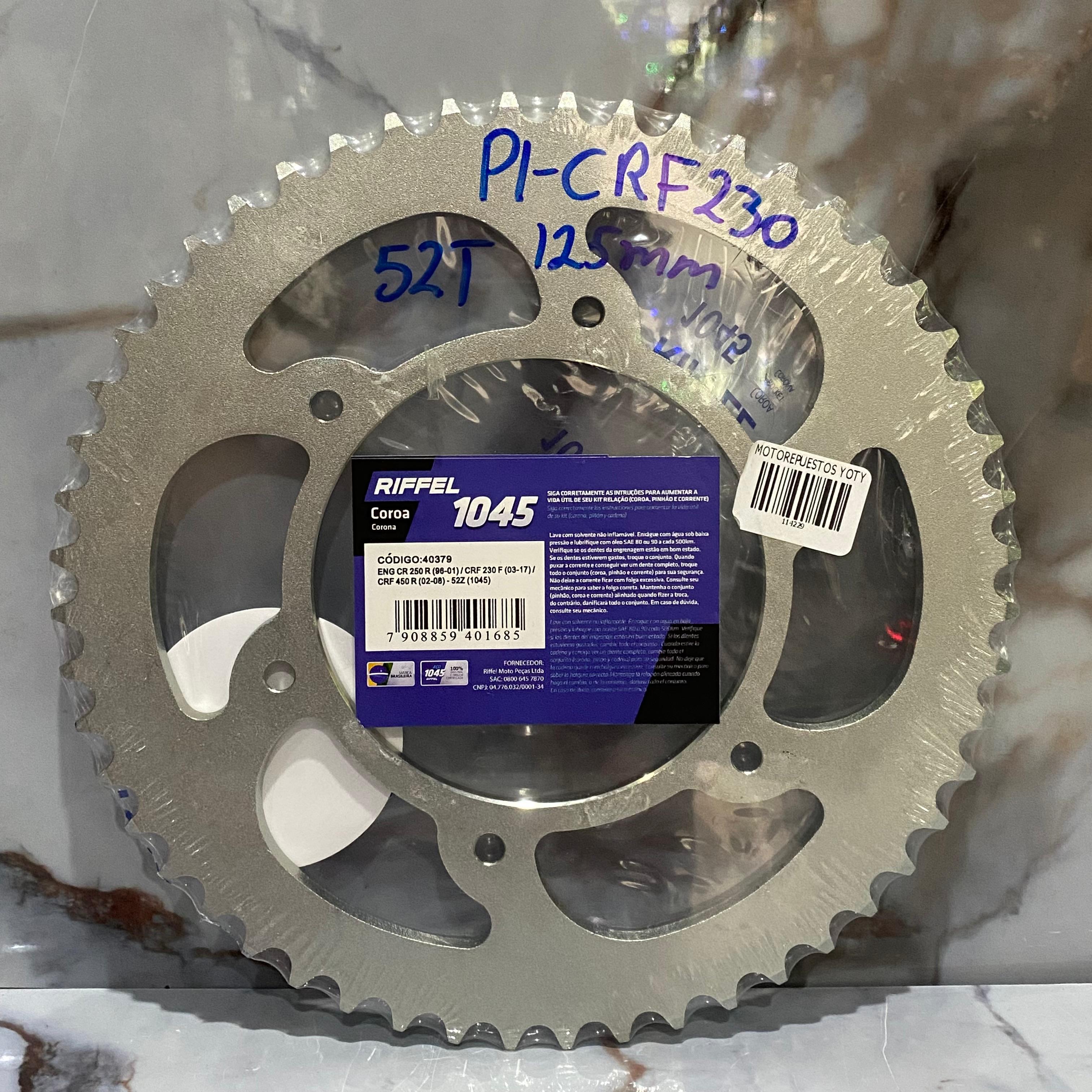 PIÑON TRASERO CRF230 125MM 52T