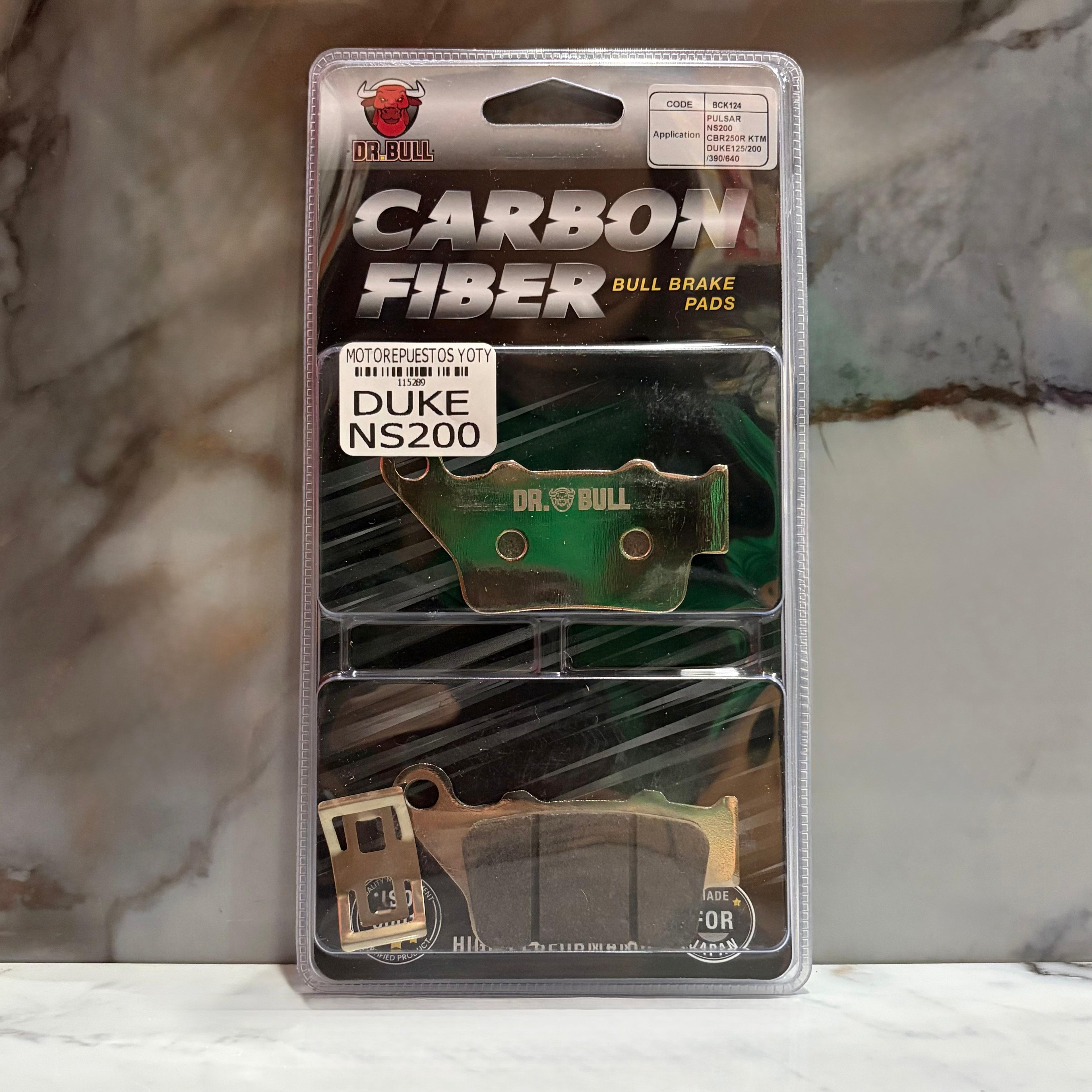 FIBRAS FRENO TRASERO DUKE-NS200 CARBON DR.BULL