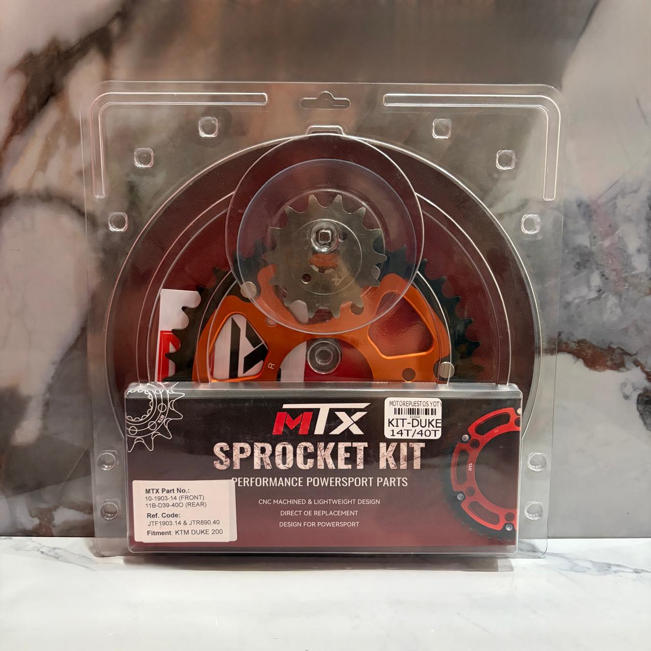 KIT DE PIÑONES DUKE 14T/40T 6H MTX NARANJA