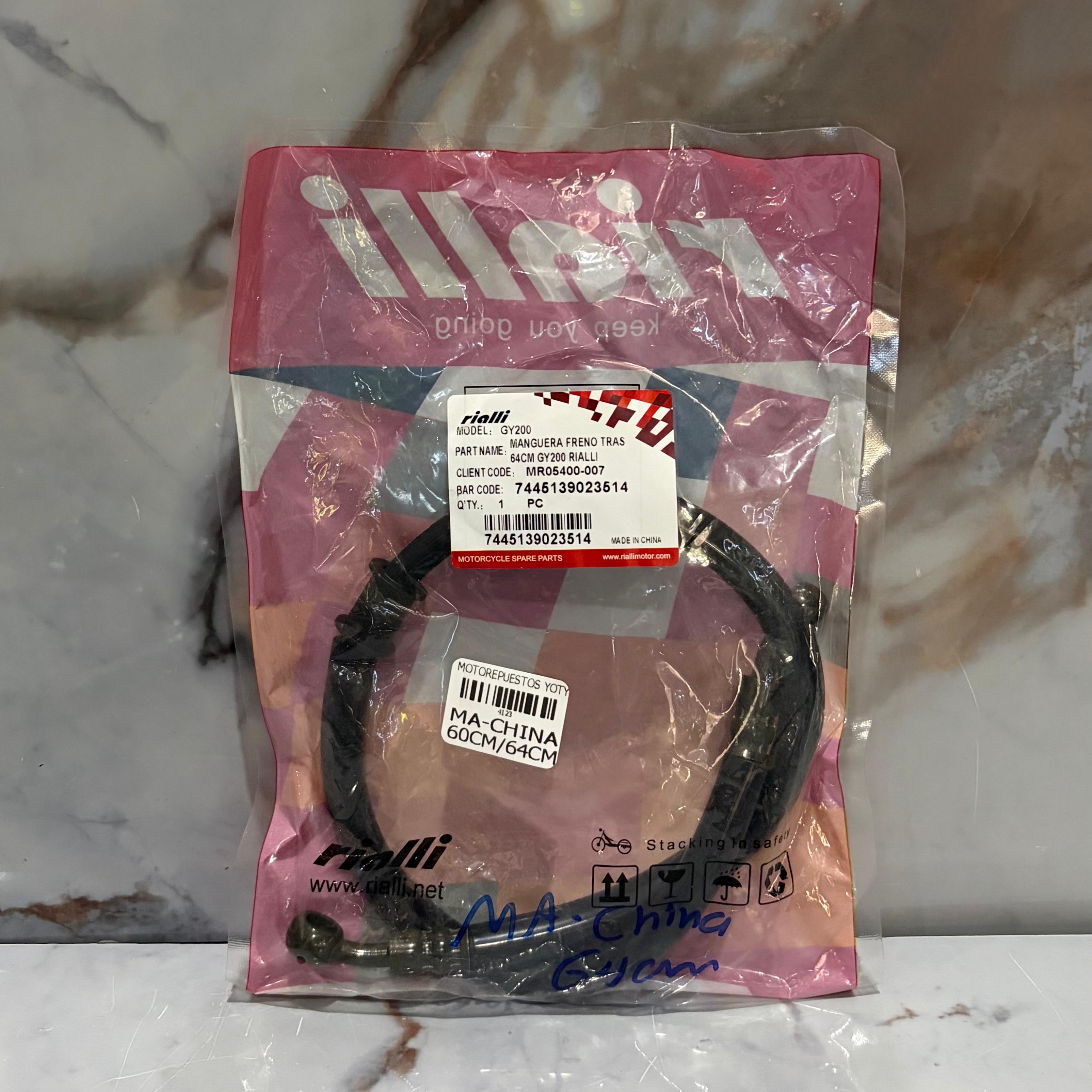 MANGUERA FRENO TRASERA 60CM/64CM COLORES